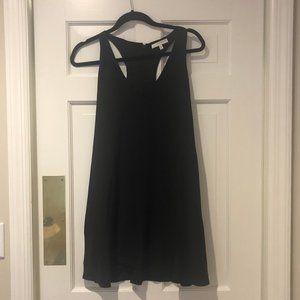 Lavender Brown 100% Silk Black Shift Mini Dress XS